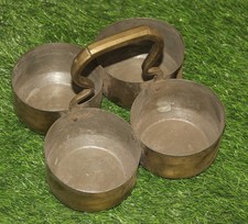 Vintage In Ottone 4 scomparti Ortaggio Piatto Da Portata Fatto a mano Vecchio