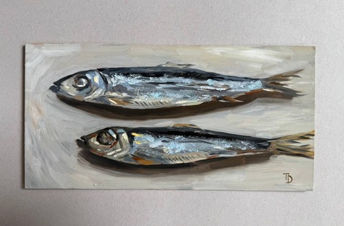 Dipinto olio originale sardine