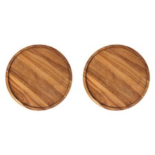 2X Vassoio Rotondo In Legno