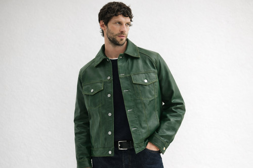 Giacca camionista pelle verde
