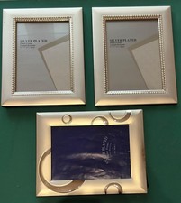 LOTTO DI 8  CORNICI PORTAFOTO  - 3   ARGENTO -3  SILVER PLATED- 2  LEGNO.