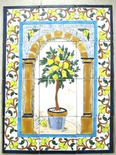 Piastrella ceramica dipinta a mano arte mosaico murale pannello albero di limone BACKSPLASH 