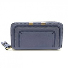 Portafoglio lungo Chloé CHC10UP5711614 MARCIE cerniera rotonda pelle blu oro ferramenta