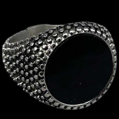 Anello pietra nera tonda - anello,