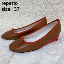 Rare scarpe da ballo Repetto decolte tacco zeppa marrone arancione taglia 37 pelle Italia