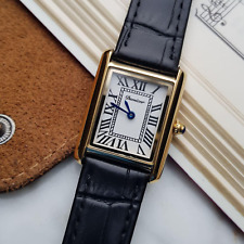 Bellissimo orologio stile Tank, 22 x 29 mm misura piccola, placcato oro 18k, quarzo