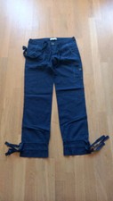 Pantaloni Fornarina tg.30 (44 ita) in cotone blu con dettagli in seta blu navy 