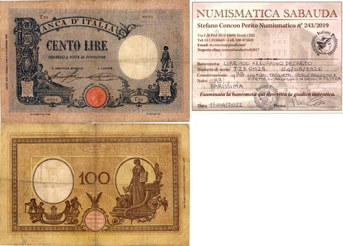 Italia regno 100 lire 1926 - -,