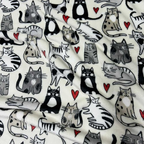Tessuto pile cinigliato gatti - tessuto,