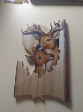 Scultura cervo in legno con