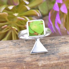 Anello quadrato in rame verde