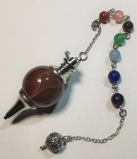 4A. Pendolo Pendolino Sfera Corniolo per Radiestesia Divinazione Reiki
