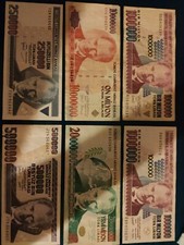 6 banconote vecchia Lira Turca