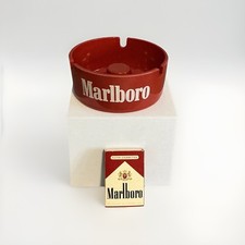 Posacenere vintage anni 80 Marlboro rosso melaminico 1601 Brookpark con 1 confezione di fiammiferi