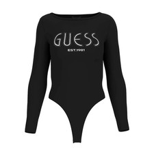GUESS BODY DONNA LOGO FRONTALE STRASS MAGLIA TOP SOTTOGIACCA T-SHIRT W5YP05K68D2