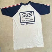 tshirt vintage S&S ciclo raglan fondo di magazzino anni 70 80 testa di pala panhead Hd