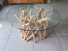 Tavolino salotto etnico design teak vetro