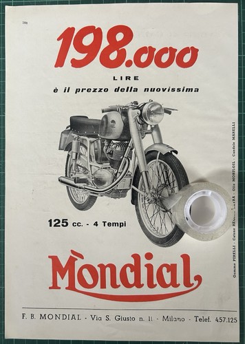 Rara pubblicità moto mondial - pubblicità,