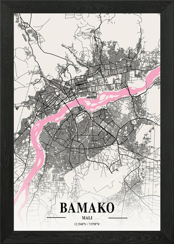 Bamako neapolitan map framed - bamako,