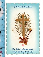 Santino - Holy Card - Croce Terra Santa composta da legno di olivi del Getsemani
