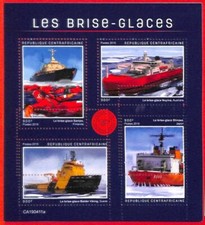 A3857 - Centrafricana - ERRORE ERRORE ERRORE, foglio francobolli 2019 rompighiaccio, barche