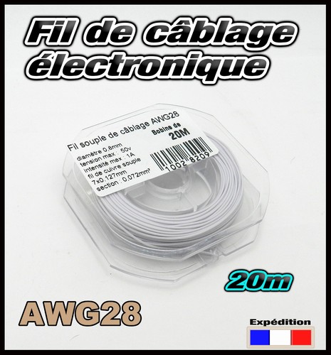 Awg28bl fil blanc câblage - fil, de