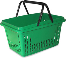 - Set 10 Cestini Spesa Plastica 40L Con 2 Staffe, Colori Vari Verde
