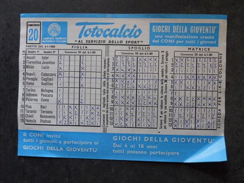 Schedina totocalcio del - totocalcio,