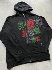 Felpa con cappuccio vintage Y2K Circa Skull and Bones full zip anni 90 nera taglia L