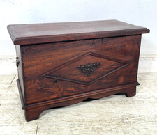 ANTICA PICCOLA CASSAPANCA legno PIOPPO 58 cm epoca 1900 OLD WOOD CHEST FORMELLA