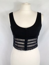 PAOLA FRANNI Vintage Nero Stile Gotico Corsetto Elastico Dettagli Pizzo Made in Italy 