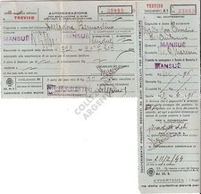 AUTORIZZAZIONE macellazione dall'Ufficio Provinciale Zootecnia di Treviso (1944)