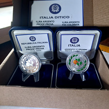ITALIA DITTICO.1 LIRA A1946-2001.ARGENTO PROOF.1 LIRA FDC  ARGENTO COLORATA