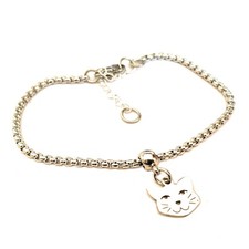 Bracciale da donna con ciondolo gatto in acciaio inox braccialetto catena fine