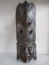 Maschera asiatica da parete in legno altezza circa 35,5 cm 1,36 kg uomo pavone e cobra