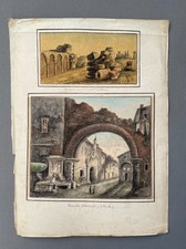 Tempio di Ercole a Tivoli, acquerelli da viaggio, XIX secolo