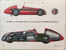 ALFA ROMEO 159 1951 Stampa doppia 10gr + retro Ferrari 500 1953 cm 29 x 22