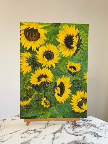 Quadro dipinto mano girasole - quadro, a