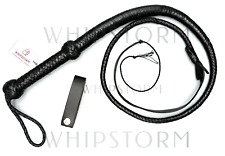 Frusta in pelle di toro Bullwhip nera, varie misure