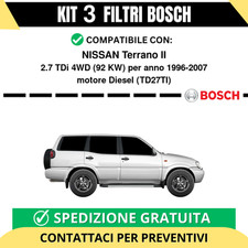 KIT BOSCH 3 Filtri tagliando per NISSAN Terrano II 2.7 TDi 4WD 92 kw Diesel 1...