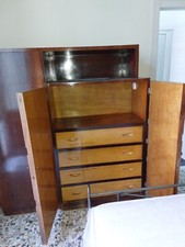armadio guardaroba anni 40 tre ante con cassettiera, restaurato.