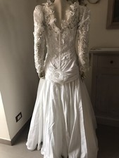 Abito Da Sposa Sartoriale Tg 40/2  Taffettà Di Seta E Macramè Di Seta Con Perle