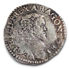 Napoli Naples tari tarì GR VP RRRR Filippo II stemma cuore con mascherone gr.5,9