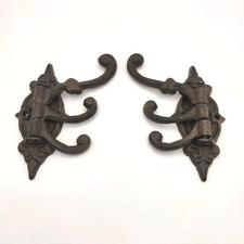 Gancio girevole in ghisa rustico Fleur De Lis cappotto cappello borsa asciugamani vittoriano 