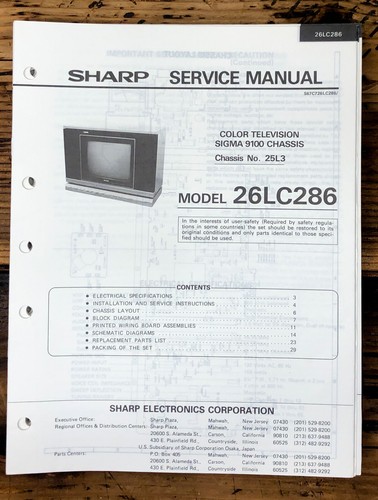 Sharp 26lc286 manuale - sharp,