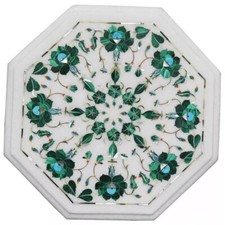 Tavolo scrivania 18" marmo bianco italiano pietra malachite design arredo deco