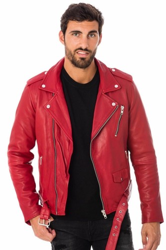 Giacca pelle rossa - uomo, vera