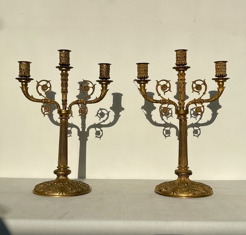 Coppia candelabri bronzo - di, in
