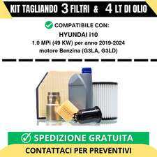 Tagliando per HYUNDAI i10 1.0 MPi 49 kw Benzina 2019-2024 - 4 Lt di olio + 3 ...