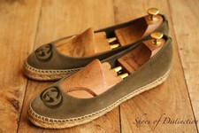 Mocassini Gucci GG Monogram verde cachi scamosciati espadrillas donna UK 7 US 10 EU 40